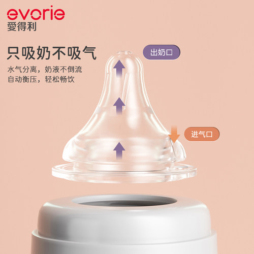 evorie爱得利实感奶嘴M号3-6个月宽口径奶瓶通用型安抚奶嘴 - 图0