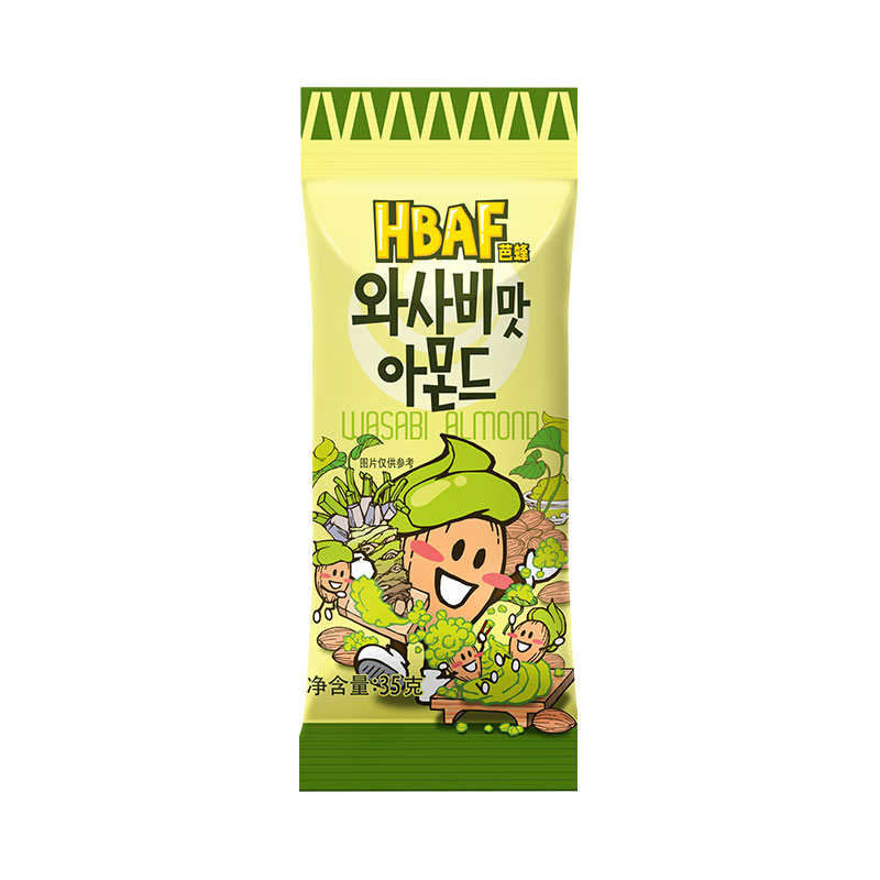 芭蜂韩国进口山葵味扁桃仁8袋共280g原汤姆农场坚果休闲零食小吃