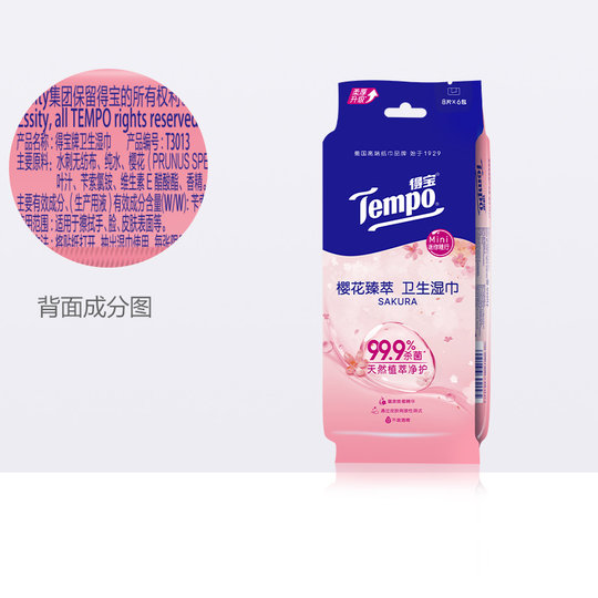 Tempo Depot portable wipes 8 pieces 6 pack