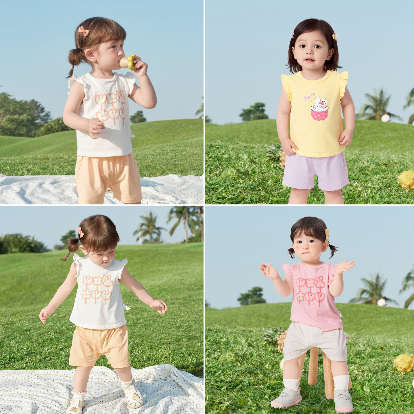 【balaOne】巴拉巴拉宝宝短袖t恤套装婴儿女童2026新款可爱洋气萌