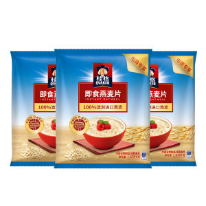 QUAKER/桂格原味即食燕麦片1478g*3袋早餐冲饮免煮代餐食品饱腹