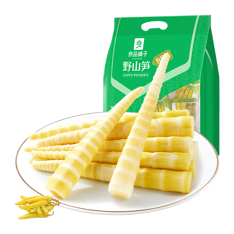 良品铺子野山笋600g量贩装新鲜笋尖泡椒味竹笋笋干脆笋酸笋零食