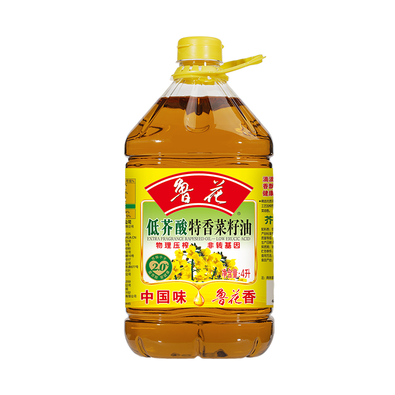 鲁花低芥酸特香菜籽油4L食用油 非转基因 物理压榨 桶装 - 图0