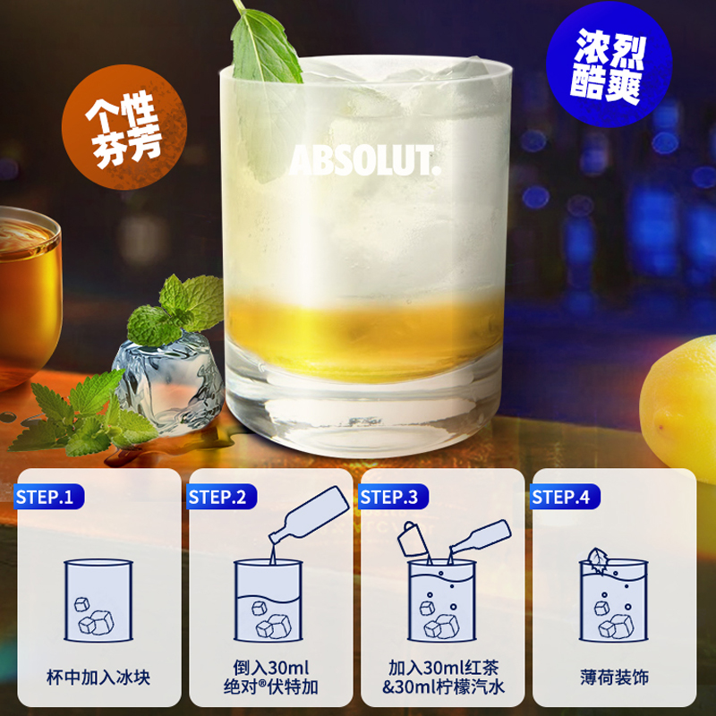 【于适同款】Absolut绝对伏特加原味1L×1瓶瑞典进口洋酒特调 - 图3