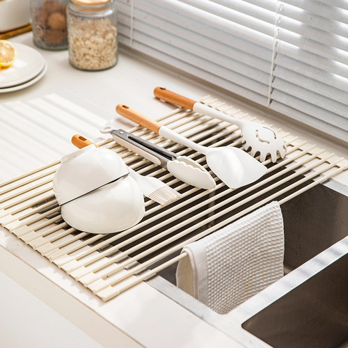 摩登主妇厨房水槽置物架多功能洗碗槽碗架可折叠碗碟沥水架收纳架 - 图0