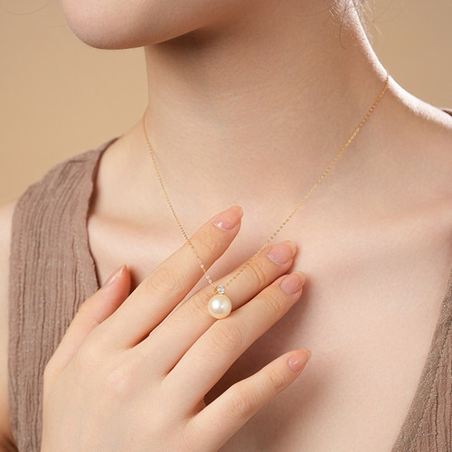 Dara/戴拉925银10-11mm戴妃款淡水无核珍珠吊坠项链正圆强光锁骨 - 图3