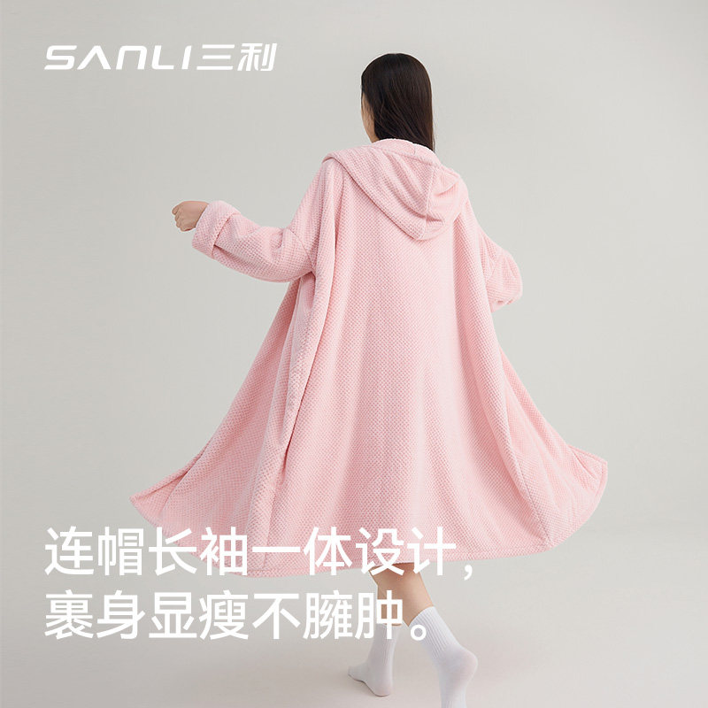 三利连帽无袖浴袍女成人吸水速干柔软可穿式浴衣家用2025新款浴巾,淘宝优惠券,粉丝福利购,淘宝优惠卷