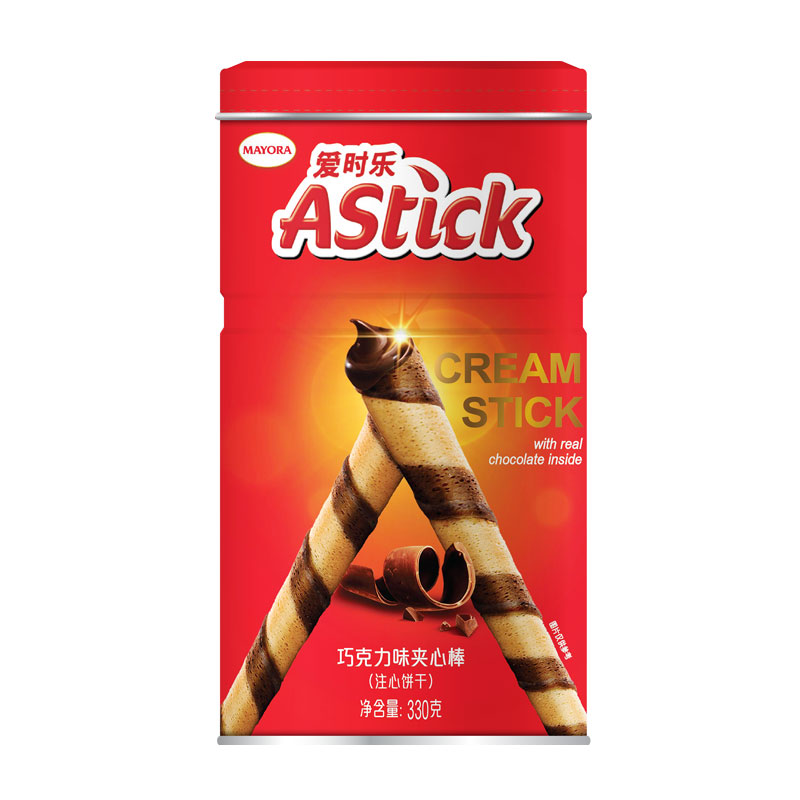 Astick/爱时乐巧克力夹心棒330g/罐蛋卷追剧鸡蛋卷饼干办公室囤货