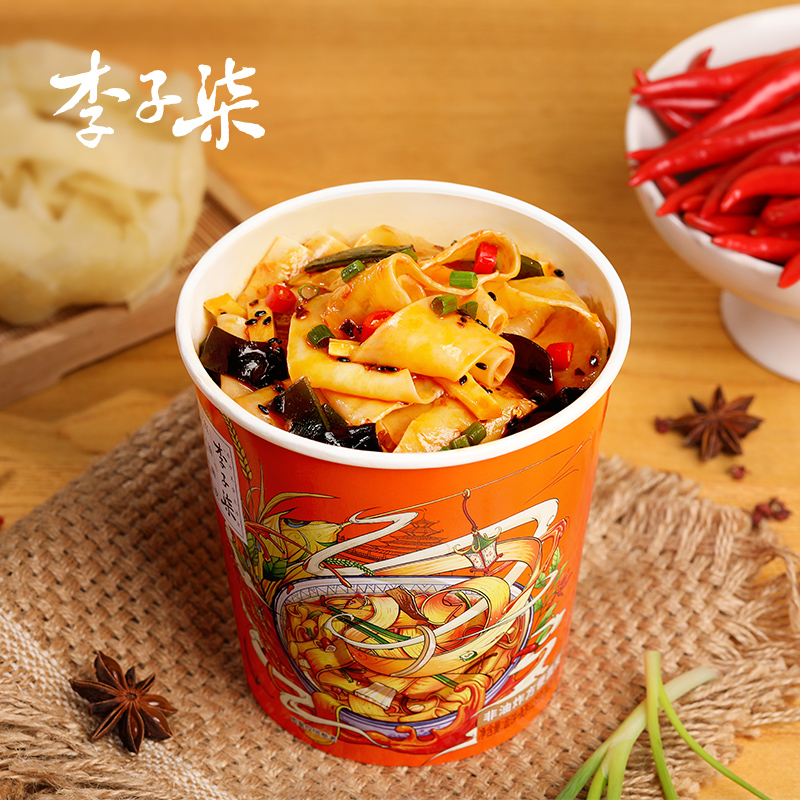 李子柒红油面皮速食面泡面食品干拌面擀面皮即食135g×1桶 - 图0