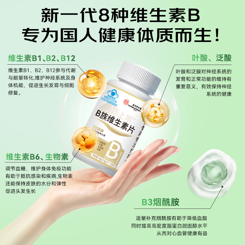 怡福寿北京同仁堂维生素B族多种vb复合片女士男士专用b1b2b3b6b12 - 图3