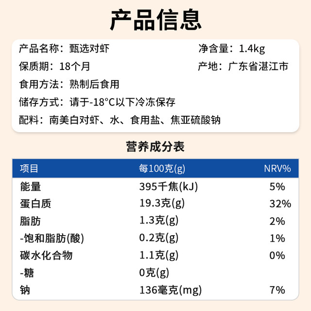 Selected National League Extra Large White Shrimp