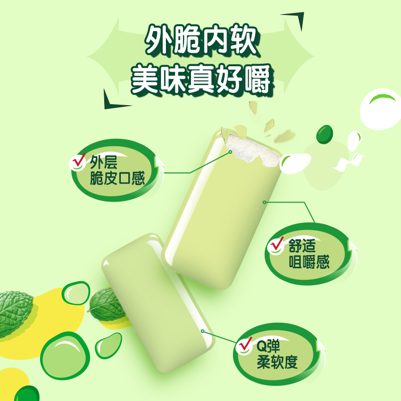 【白鹿同款】绿箭原味薄荷口香糖约40粒64gx6瓶儿童网红清新口气 - 图2