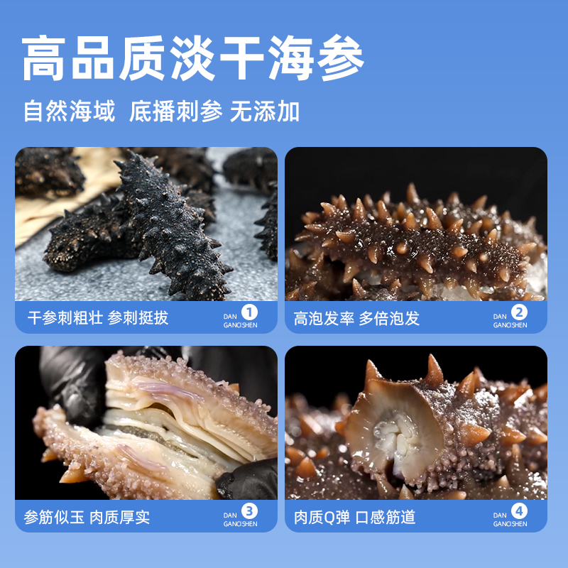 【传统品牌】赵家淡干海参大连底播刺参250g家装海鲜水产发后即食-图0