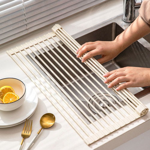 摩登主妇厨房水槽置物架多功能洗碗槽碗架可折叠碗碟沥水架收纳架 - 图3