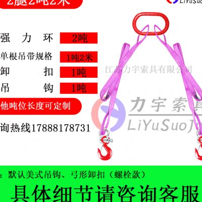 彩色扁平吊装带组合吊具2腿3叉4腿吊带3吨起重吊绳5T模具起重专用 - 图0