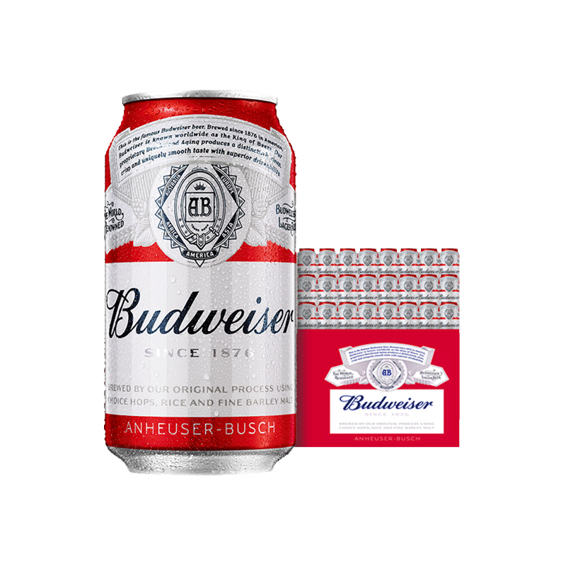 Budweiser/百威啤酒小麦醇正拉罐整箱铝罐装330ml*24听批发囤货装