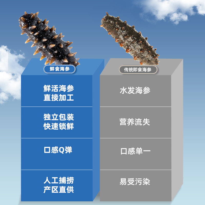 【烈儿宝贝专属】赵家即食海参1000g 20-30只直接吃新鲜底播刺参-图1