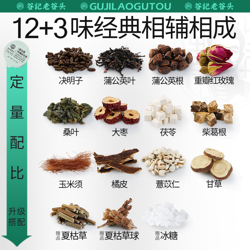 谷记老谷头蒲公英茶夏枯草叶玉米须甘草茯苓养生茶陈皮玫瑰花茶包-图2