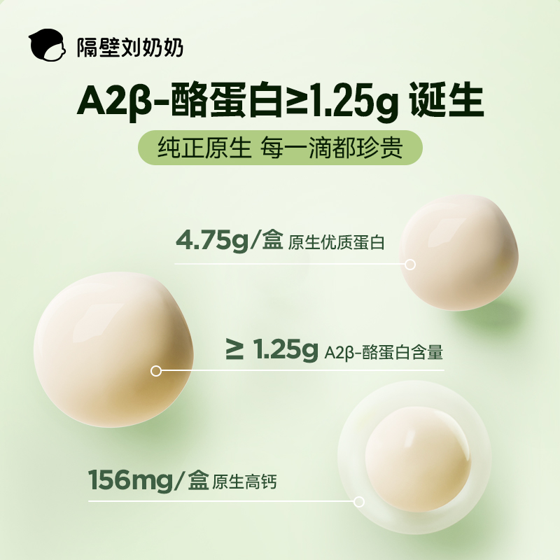 隔壁刘奶奶A2β-酪蛋白Mini纯牛奶125ml*9盒高钙儿童纯牛奶 - 图0