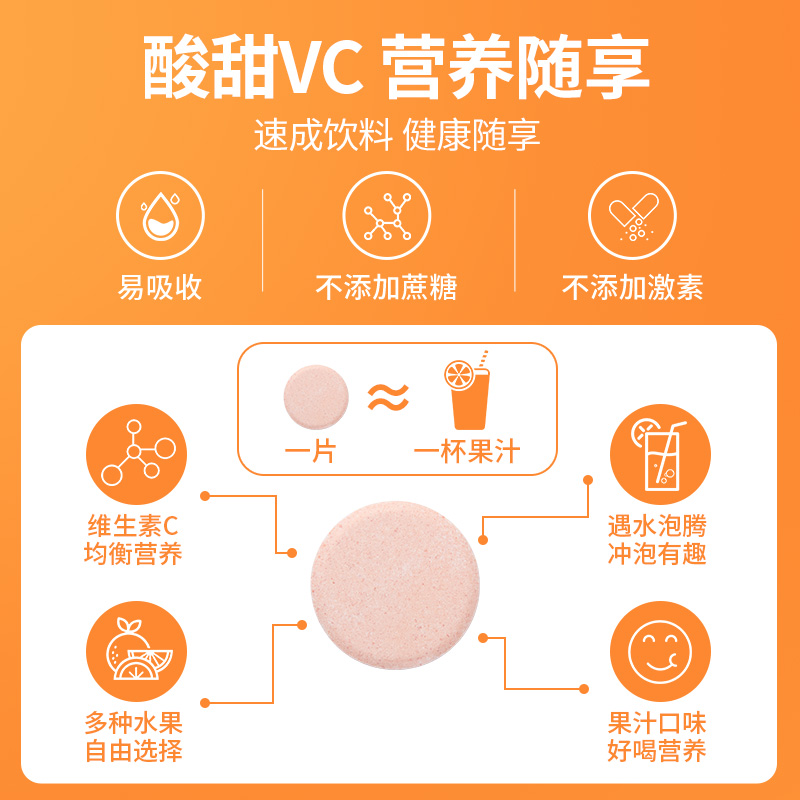 康恩贝维生素C泡腾片固体饮料20片1瓶维C凑单成人维他命VCvc - 图1