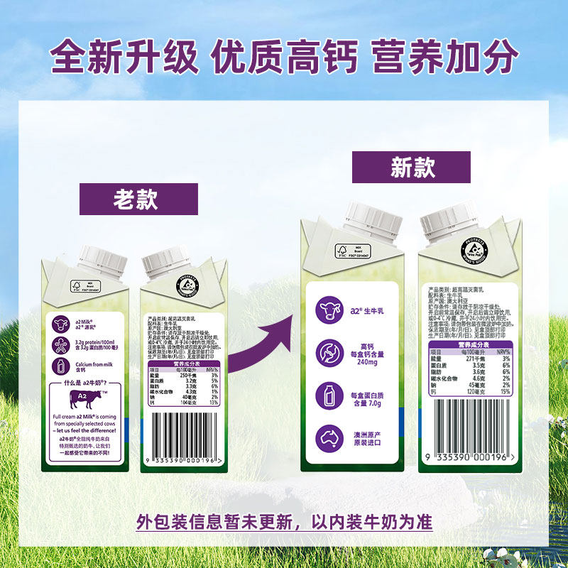 a2澳洲进口纯牛奶儿童联名礼盒高端生牛乳学生早餐奶200ml*24盒