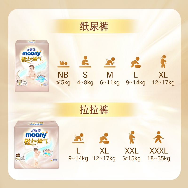 尤妮佳moony极上通气超薄透气升级裤型纸尿裤拉拉裤尿不湿XXL28片