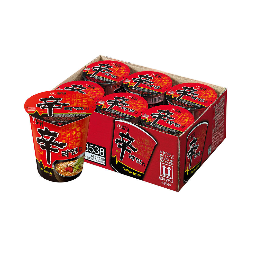 农心韩国进口辛拉面牛肉面杯面65g*6杯拉面方便面泡面桶装面夜宵_虎窝淘