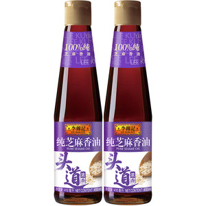 李锦记纯香芝麻油一级香油火锅蘸料凉拌调料410ml*2玻璃瓶