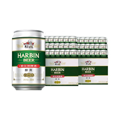 HarbinBeer/哈尔滨哈啤醇爽9度330ml*24听*2新鲜听装啤酒组套装