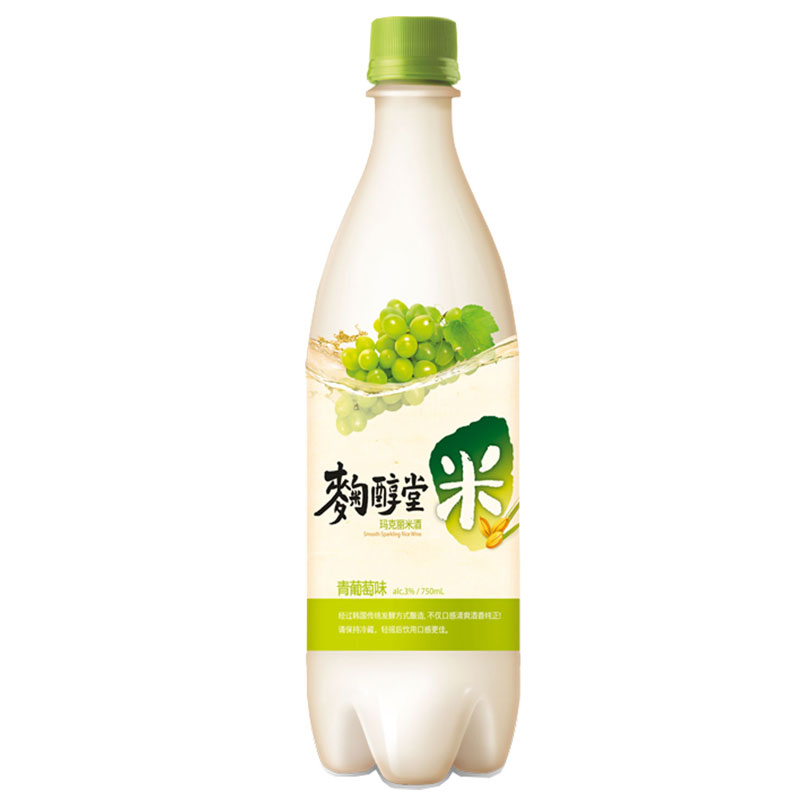 麴醇堂韩国原瓶进口果味玛克丽米酒3%vol 青葡萄味750ml×1瓶 - 图0