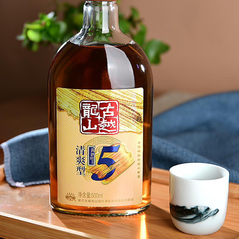 古越龙山绍兴黄酒金五年花雕酒500ml*6瓶整箱5年老酒绍兴酒糯米酒-图1