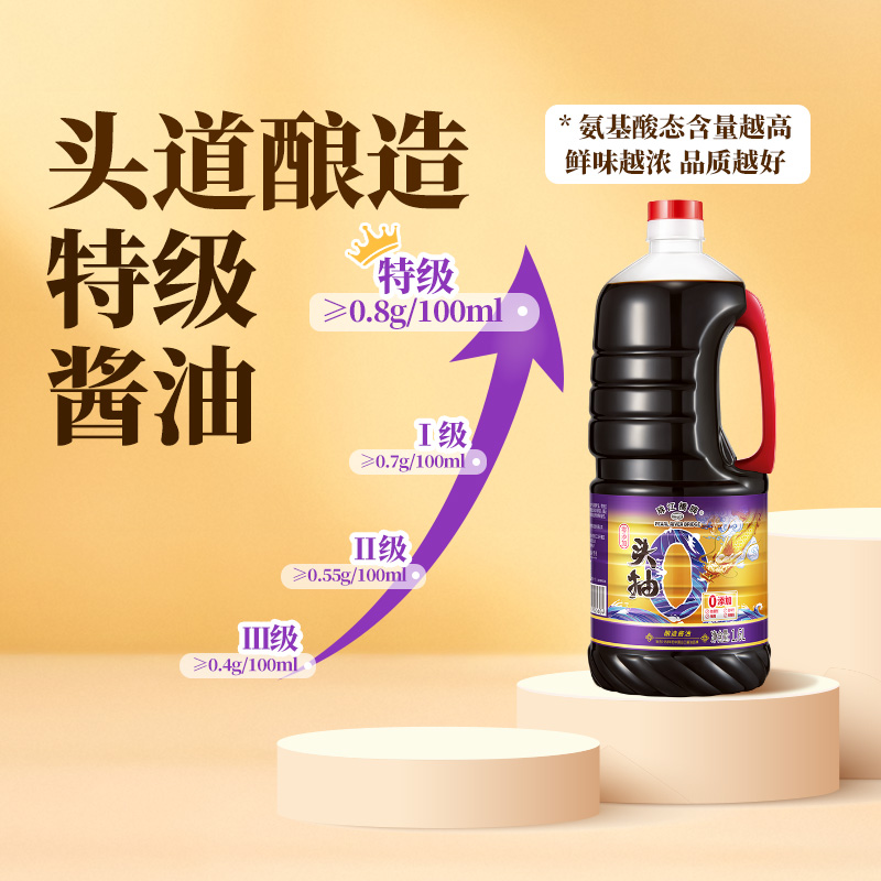 珠江桥牌酱油0添加特级头抽1.6L头道黄豆酿造酱油红烧酱油生抽