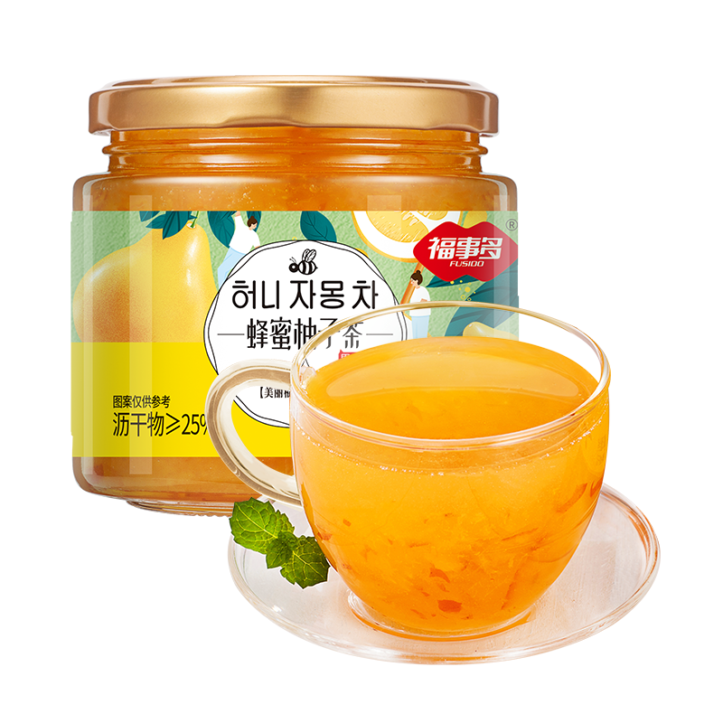 包邮福事多蜂蜜柚子茶多规格瓶装泡水喝冲泡饮品韩式水果花茶果酱 - 图0