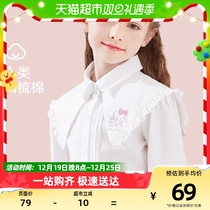 Katy cat girl white shirt child long sleeve shirt spring autumn new baby pure cotton blouse big boy sweet and beautiful