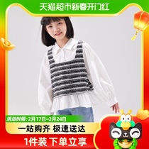 Plant wood childproof splicing shirt vest girl suit CUHK Tong 2024 Spring loaded new casual child 2 pieces