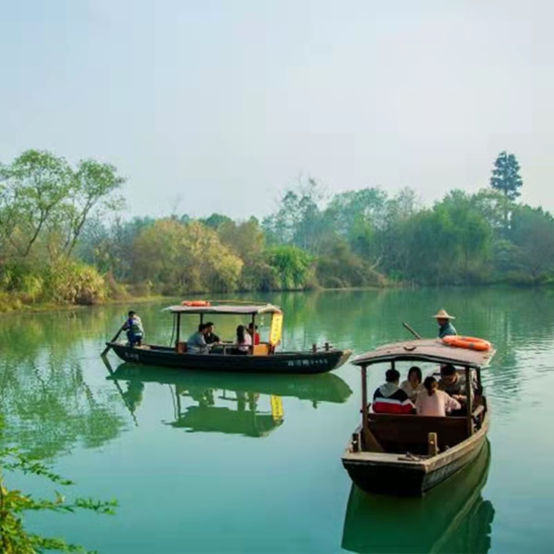 西溪国家湿地公园卧水问茶2-6人含2-6人门票+摇橹船包船+茶水-图2