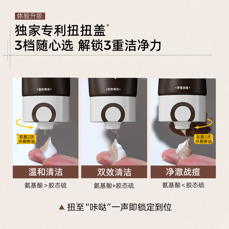 C咖胶态硫净控油氨基酸双管洁面乳男女士深层清洁洁面80g去痘控油