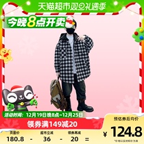 Ybetong Boy Autumn Winter Clip Cotton Plaid Jacket Medium Long Style Handsome 2023 New CUHK Children Winter Cotton Clos