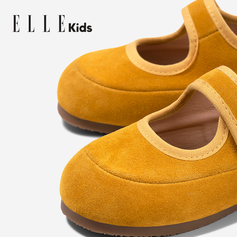 ELLEkids童鞋 真皮玛丽珍鞋女童勃肯鞋春秋季新款浅口儿童鞋单鞋