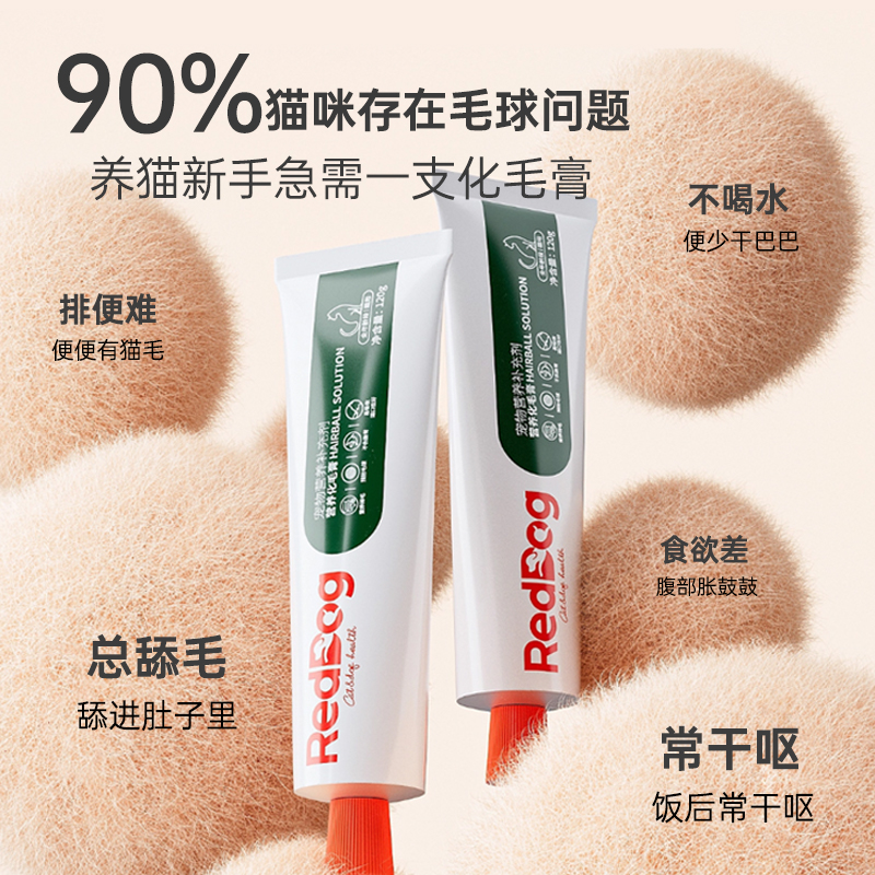 自营正品 RedDog红狗化毛膏58g/120g猫咪宠物吐毛排毛球片成幼猫 - 图0