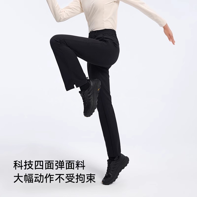 伯希和户外软壳裤女新款防风徒步运动长裤弹力休闲裤商务微喇裤子 - 图2