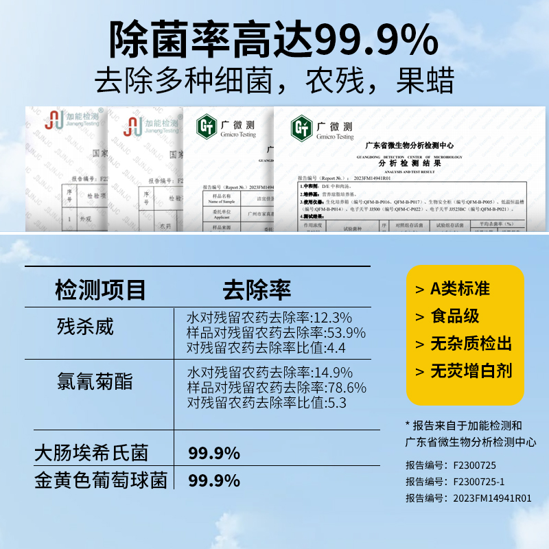 洁宜佳果蔬清洁剂蛋壳果蔬清洁粉220g*2瓶去农残A类标准抑菌安全 - 图0