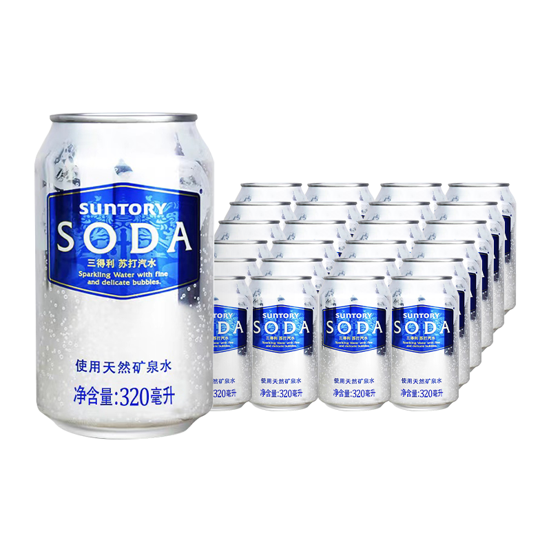 SUNTORY/三得利苏打汽水天然矿泉水320ml*24罐碳酸饮料整箱-图0