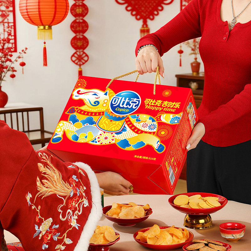 可比克零食多口味混合装910g出游踏青薯片下午茶