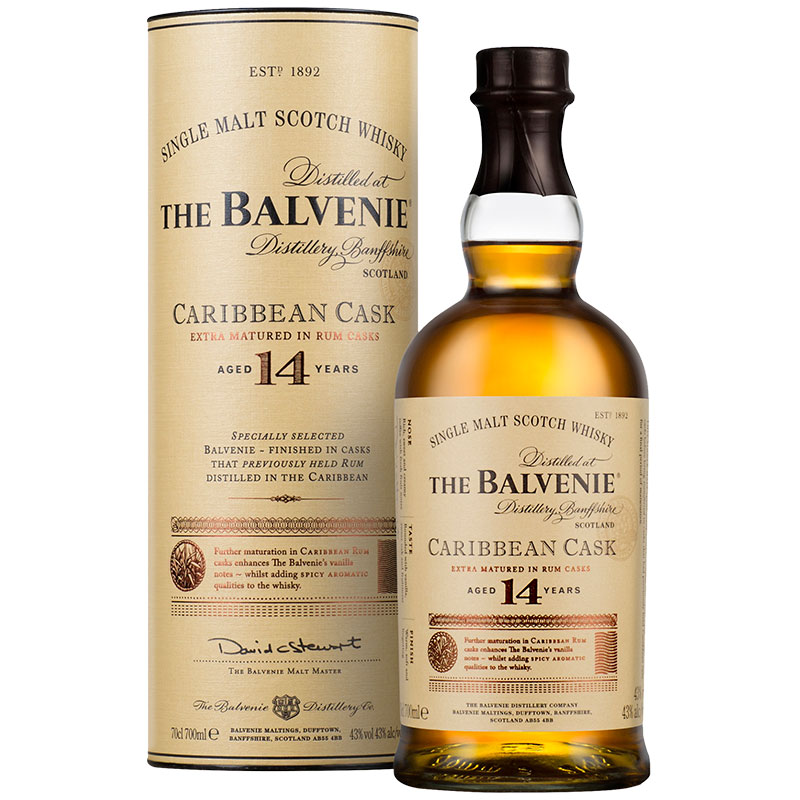 The Balvenie 百富14年加勒比桶单一麦芽苏格兰威士忌700ml×1瓶 - 图0