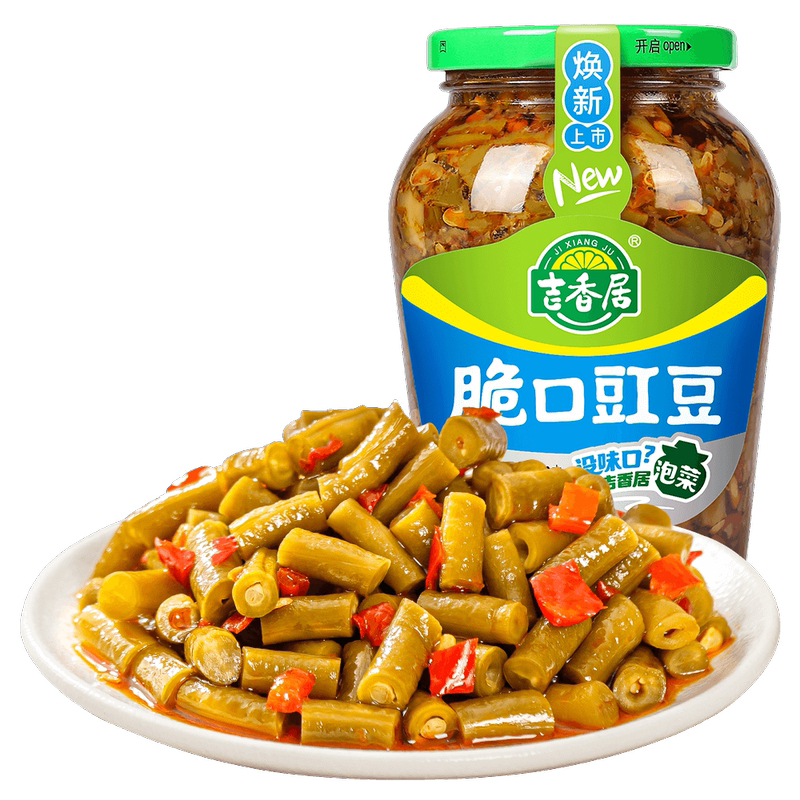 吉香居酸豆角脆口豇豆350g四川下饭小菜缸豆泡菜榨菜咸菜微辣酱菜-图0