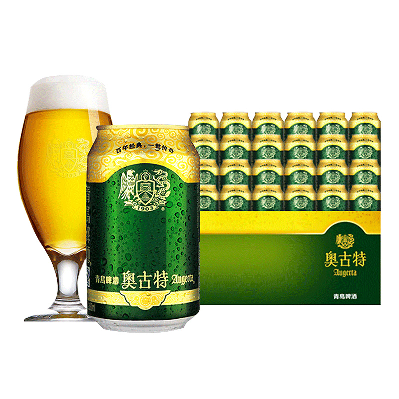 青岛啤酒 奥古特 经典1903 大麦酿造高端啤酒330mL*24罐  