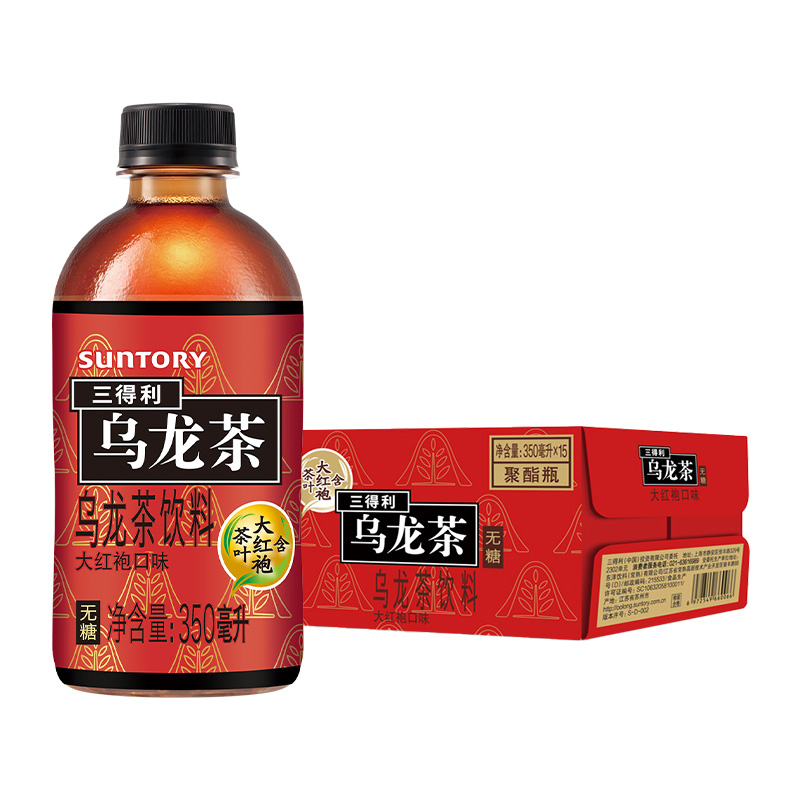 SUNTORY/三得利大红袍乌龙茶无糖饮料整箱350ml*15瓶 - 图0