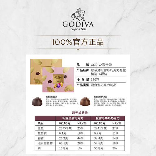 GODIVA歌帝梵松露形巧克力16颗送礼送女友生日伴手礼 高端礼盒 - 图1