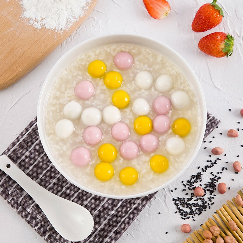 三全玲瓏小湯圓300g*1袋黑芝麻草莓紫薯三合一多口味元宵甜品早餐_天貓超市_糧油調味/速食/干貨/烘焙